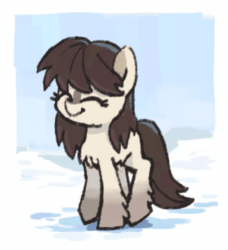Size: 316x346 | Tagged: safe, artist:plunger, imported from ponybooru, oc, oc only, oc:frosty flakes, pony, /mlp/, animated, blaze (coat marking), chest fluff, coat markings, cute, dancing, eyes closed, female, fluffy, mare, snow, snowpony (species), socks (coat marking), solo, taiga pony, yakutian horse