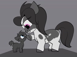 Size: 1762x1312 | Tagged: safe, artist:luxsimx, imported from derpibooru, oc, oc only, oc:inkenel, oc:oretha, earth pony, pony, boop, earth pony oc, eye clipping through hair, looking at each other, macro, micro, size difference, smiling, smiling at each other