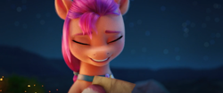 Size: 1912x794 | Tagged: safe, imported from derpibooru, screencap, sunny starscout, earth pony, pony, spoiler:my little pony: a new generation, 3d, eyes closed, female, g5, mare, my little pony: a new generation, solo