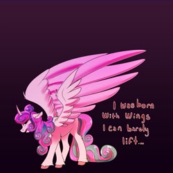 Size: 960x960 | Tagged: safe, artist:unfinishedheckery, imported from derpibooru, princess flurry heart, alicorn, pony, digital art, female, horn, large wings, looking at you, mare, older, older flurry heart, simple background, solo, spread wings, tail, wings