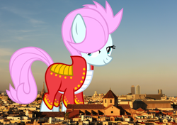 Size: 2230x1570 | Tagged: safe, artist:thegiantponyfan, artist:vector-brony, imported from derpibooru, soigne folio, earth pony, pony, barcelona, female, giant pony, giant/macro earth pony, giantess, highrise ponies, irl, macro, mare, mega giant, photo, ponies in real life, spain