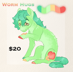 Size: 2228x2208 | Tagged: safe, artist:jadejellie, imported from derpibooru, oc, oc only, oc:worm hugs, earth pony, pony, worm, high res, male, solo, stallion