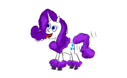 Size: 1024x631 | Tagged: safe, artist:horsesplease, imported from derpibooru, rarity, dog, pony, poodle, behaving like a dog, doodle, happy, panting, raridog, raripoodle, simple background, solo, tail, tail wag, white background