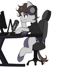 Size: 1920x1700 | Tagged: safe, artist:osukel, imported from derpibooru, pony, headphones, livestream, male, microphone, simple background, sitting, solo, stallion, white background