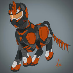 Size: 1024x1024 | Tagged: safe, artist:biergarten13, imported from derpibooru, oc, oc only, oc:down fall, kirin, armor, colored, halo, halo (series), ibispaint x, kirin oc, power armor, spartan, spartan armor