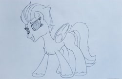 Size: 2943x1904 | Tagged: safe, artist:straighttothepointstudio, imported from derpibooru, zipp storm, pegasus, pony, spoiler:my little pony: a new generation, black and white, chest fluff, g5, grayscale, looking at you, monochrome, my little pony: a new generation, smiling, smiling at you, solo, traditional art