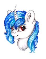 Size: 442x574 | Tagged: safe, artist:skior, imported from derpibooru, dj pon-3, vinyl scratch, pony, bust, portrait, simple background, solo, traditional art, white background