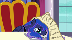 Size: 1280x720 | Tagged: safe, imported from derpibooru, screencap, princess luna, alicorn, pony, a royal problem, cute, female, head down, lunabetes, mare, sad, sadorable, solo