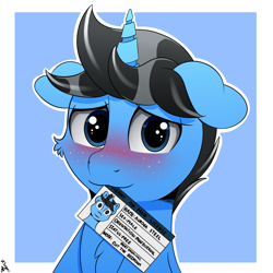 Size: 2000x2000 | Tagged: safe, artist:h3nger, imported from derpibooru, oc, oc only, oc:aurora steel, pony, unicorn, blushing, high res, horny on main, male, solo, stallion