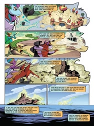 Size: 768x1024 | Tagged: safe, artist:andypriceart, idw, imported from derpibooru, spoiler:comic, spoiler:comic102, balor, ceridwen, danu, desert, grootslang, island, knights of harmony, lusca, mannah, morrigan, season 10, taranis, water