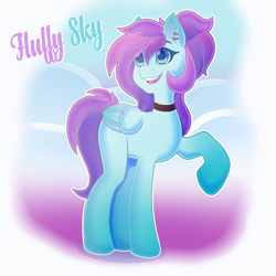 Size: 3000x3000 | Tagged: safe, artist:sandstormsarrives, imported from derpibooru, oc, oc only, oc:fluffy sky, pegasus, pony, choker, ear piercing, earring, female, high res, jewelry, piercing, solo