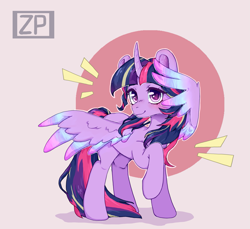 Size: 2179x2000 | Tagged: safe, artist:zero-paint, imported from derpibooru, twilight sparkle, alicorn, pony, cute, female, heart eyes, high res, iridescence, looking at you, mare, raised hoof, smiling, smiling at you, solo, spread wings, twiabetes, twilight sparkle (alicorn), wingding eyes, wings, ych example, your character here