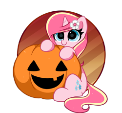 Size: 3670x3387 | Tagged: safe, artist:kittyrosie, imported from derpibooru, oc, oc only, oc:rosa flame, pony, unicorn, cute, halloween, high res, holiday, horn, ocbetes, pumpkin, simple background, solo, transparent background, unicorn oc