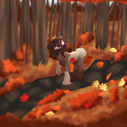 Size: 4000x4000 | Tagged: safe, artist:pokaparida, imported from derpibooru, oc, oc only, earth pony, pony, absurd resolution, earth pony oc, female, leaf, leaves, mare, solo, tree, unshorn fetlocks