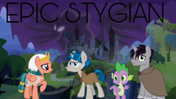 Size: 1280x720 | Tagged: safe, artist:psicol39, imported from derpibooru, pony of shadows, shadow lock, somnambula, spike, stygian, dragon, pegasus, pony, unicorn, castle of the royal pony sisters, female, male, mare, stallion