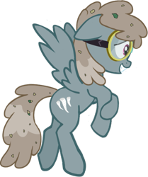 Size: 487x583 | Tagged: safe, artist:azgchip, imported from derpibooru, dust devil, pegasus, pony, background pony, debris, digital art, ear down, female, flying, goggles, grin, mare, nervous, one ear down, sheepish grin, simple background, smiling, solo, spread wings, transparent background, wings