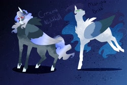 Size: 3000x2000 | Tagged: safe, artist:inisealga, imported from derpibooru, oc, oc only, oc:crescent nightfall, oc:midnight drift, pegasus, pony, chest fluff, duo, duo female, female, females only, high res, mare, next generation, offspring, parent:princess luna, parent:rainbow dash, parent:soarin', parents:soarindash, parents:soarinluna, pegasus oc, simple background, wings