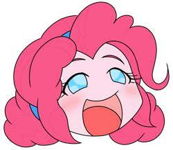 Size: 740x640 | Tagged: safe, alternate version, artist:batipin, imported from derpibooru, part of a set, pinkie pie, equestria girls, blushing, head only, open mouth, simple background, solo, transparent background, volumetric mouth