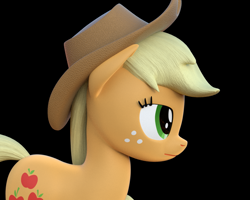 Size: 1245x996 | Tagged: safe, artist:creatorofpony, artist:ziy_onyx, imported from derpibooru, applejack, pony, 3d, black background, blender, my little pony, simple background, solo