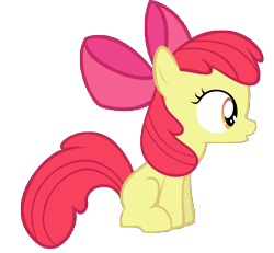 Size: 8192x7557 | Tagged: safe, artist:thatguy1945, imported from derpibooru, part of a set, apple bloom, earth pony, pony, :o, absurd resolution, apple bloom's bow, blank flank, bow, female, filly, hair bow, looking sideways, oooooh, open mouth, simple background, sitting, solo, transparent background, vector