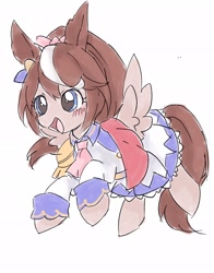 Size: 1606x2048 | Tagged: safe, artist:arrow__root, artist:ginmaruxx, imported from derpibooru, pegasus, pony, anime, clothes, dress, female, mare, ponified, skirt, solo, tokai teio, uma musume pretty derby