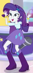 Size: 257x555 | Tagged: safe, imported from derpibooru, screencap, rarity, dance magic, equestria girls, spoiler:eqg specials, belt, boots, clothes, cropped, high heel boots, rubber boots, shirt, shoes, skirt, solo