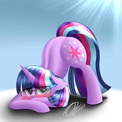 Size: 2000x2000 | Tagged: safe, artist:aryatheeditor, imported from derpibooru, sci-twi, twilight sparkle, pony, unicorn, equestria girls, blue eyes, blushing, cute, cutie mark, digital art, element of magic, embarrassed, equestria girls ponified, face down ass up, female, full body, geode of telekinesis, glasses, headcanon, heterochromia, high res, horn, jack-o challenge, jacko challenge, magical geodes, meme, nerd, ponified, powerful sparkle, shy, twiabetes, unicorn sci-twi