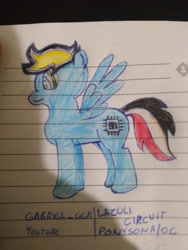 Size: 3456x4608 | Tagged: safe, artist:gabriel ggr, imported from derpibooru, oc, oc only, oc:lazuli circuit, pony, gabriel ggr, lazuli circuit, lined paper, ponysona, solo, traditional art