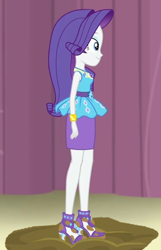 Size: 422x657 | Tagged: safe, artist:thedarkpony, edit, edited screencap, imported from derpibooru, screencap, rarity, equestria girls, equestria girls series, stressed in show, cropped, female, mud, mud edit, muddy shoes, rarity peplum dress, smiling, solo