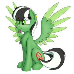 Size: 1700x1700 | Tagged: safe, artist:ponynamedmixtape, imported from derpibooru, oc, oc only, oc:viridescent wings, pegasus, pony, :p, piercing, simple background, solo, tongue out, tongue piercing, transparent background