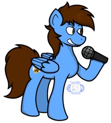 Size: 938x1039 | Tagged: artist needed, source needed, safe, artist:spoodleynoodle, imported from derpibooru, oc, oc only, oc:pegasusgamer, pegasus, pony, friday night funkin', full body, microphone, simple background, solo, white background, wings