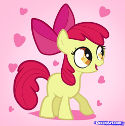 Size: 952x965 | Tagged: safe, artist:dragoart, imported from derpibooru, apple bloom, earth pony, pony, female, filly, heart, holiday, solo, valentine's day