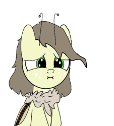 Size: 441x488 | Tagged: safe, artist:thegriffoncrimson, imported from derpibooru, insect, moth, mothpony, original species, pony, everyone, simple background, transparent background, worried