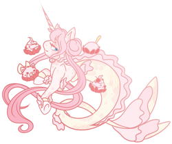 Size: 1024x862 | Tagged: safe, artist:dabunno, imported from derpibooru, oc, oc only, merpony, pony, seapony (g4), unicorn, auction, blue eyes, female, fins, fish tail, flowing mane, flowing tail, horn, pink mane, simple background, smiling, solo, tail, transparent background