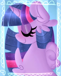 Size: 3277x4096 | Tagged: safe, artist:ladylullabystar, imported from derpibooru, twilight sparkle, alicorn, pony, bust, chest fluff, eyes closed, portrait, solo, twilight sparkle (alicorn)