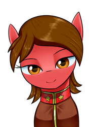 Size: 468x630 | Tagged: safe, artist:truffle shine, imported from derpibooru, earth pony, pony, equestria at war mod, communism, lidded eyes, lieutenant zofia, ponified, red alert 2, simple background, solo, transparent background