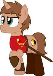 Size: 1572x2236 | Tagged: safe, artist:peternators, edit, imported from derpibooru, oc, oc only, oc:heroic armour, pony, unicorn, boots, bracer, clothes, colt, male, raised hoof, red mage, shoes, simple background, solo, sword, teenager, transparent background, weapon