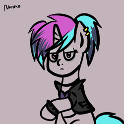 Size: 1024x1024 | Tagged: safe, artist:wrath-marionphauna, imported from derpibooru, oc, oc only, oc:luz, pony, unicorn, bracelet, clothes, ear piercing, earring, goth, jacket, jewelry, leather jacket, necklace, piercing, ponylatino, solo