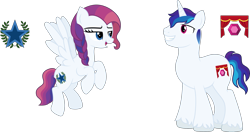 Size: 2831x1492 | Tagged: safe, artist:littlejurnalina, imported from derpibooru, oc, oc only, oc:valor, oc:victor, pegasus, pony, unicorn, female, magical lesbian spawn, male, mare, offspring, parent:rainbow dash, parent:rarity, parents:raridash, simple background, stallion, transparent background