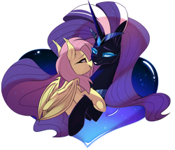 Size: 2966x2534 | Tagged: safe, artist:light262, imported from derpibooru, fluttershy, nightmare rarity, bat pony, pony, unicorn, bat ponified, female, flutterbat, high res, lesbian, mare, nightmare flarity, race swap, shipping, simple background, transparent background