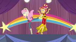 Size: 1920x1081 | Tagged: safe, imported from derpibooru, screencap, fluttershy, sunset shimmer, dance magic, equestria girls, spoiler:eqg specials, flamenco dress, sunset shimmer flamenco dress