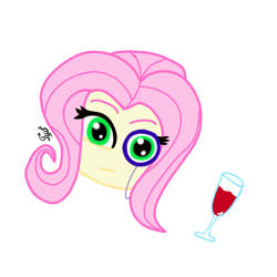 Size: 1000x1000 | Tagged: safe, artist:flutteryaylove, imported from derpibooru, fluttershy, equestria girls, drawing, glass, head only, monocle, simple background, solo, white background, wine glass