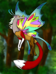 Size: 768x1024 | Tagged: safe, artist:diamond06mlp, imported from derpibooru, oc, oc only, draconequus, draconequus oc, looking back, outdoors, solo, tree