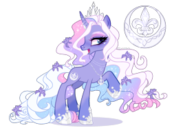 Size: 1700x1262 | Tagged: safe, artist:gihhbloonde, imported from derpibooru, oc, oc only, pony, unicorn, female, magical lesbian spawn, mare, offspring, parent:fleur-de-lis, parent:princess luna, parents:fleur de lune, simple background, solo, transparent background