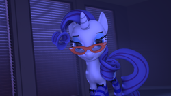 Size: 1920x1080 | Tagged: safe, artist:midnightdanny, imported from derpibooru, rarity, pony, unicorn, 3d, clothes, glasses, socks, solo, source filmmaker, stockings, thigh highs