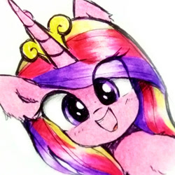 Size: 894x894 | Tagged: safe, artist:liaaqila, imported from twibooru, princess cadance, /mlp/, image, needs more jpeg, traditional art