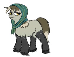 Size: 1563x1200 | Tagged: safe, artist:pony quarantine, imported from derpibooru, oc, oc only, earth pony, pony, clothes, fluffy, headscarf, lidded eyes, scarf, simple background, snow mare, snowpony (species), solo, taiga pony, white background, yakutian horse