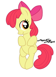 Size: 1400x1900 | Tagged: safe, artist:agnessangel, imported from derpibooru, apple bloom, earth pony, pony, adorabloom, apple bloom's bow, bipedal, bow, cute, female, filly, hair bow, simple background, solo, transparent background