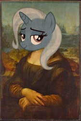 Size: 720x1070 | Tagged: safe, edit, editor:notxweeb, imported from derpibooru, trixie, human, pony, unicorn, leonardo da vinci, meme, mona lisa, photo, watermark