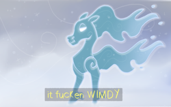 Size: 1917x1201 | Tagged: safe, artist:apatheticxaddict, imported from derpibooru, pony, windigo, ambiguous gender, blizzard, intentional spelling error, meme, ponified animal photo, snow, snowfall, solo, subtitles, vulgar, wimdy meme, wind, windy